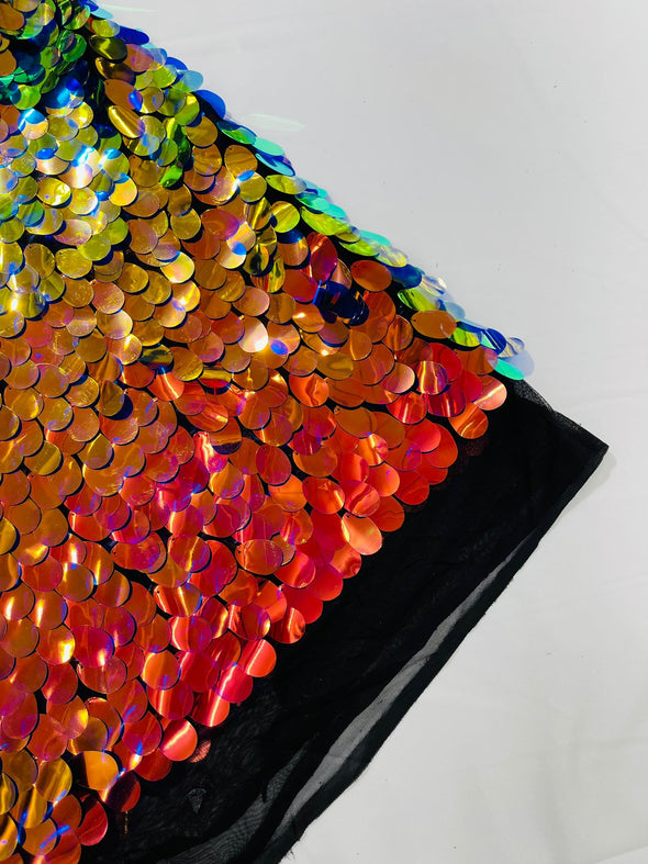 Jumbo Sequins Oval Sequin Paillette/Tear Drop Mermaid Big Sequins Fabric Mesh/ 54 Inches Wide