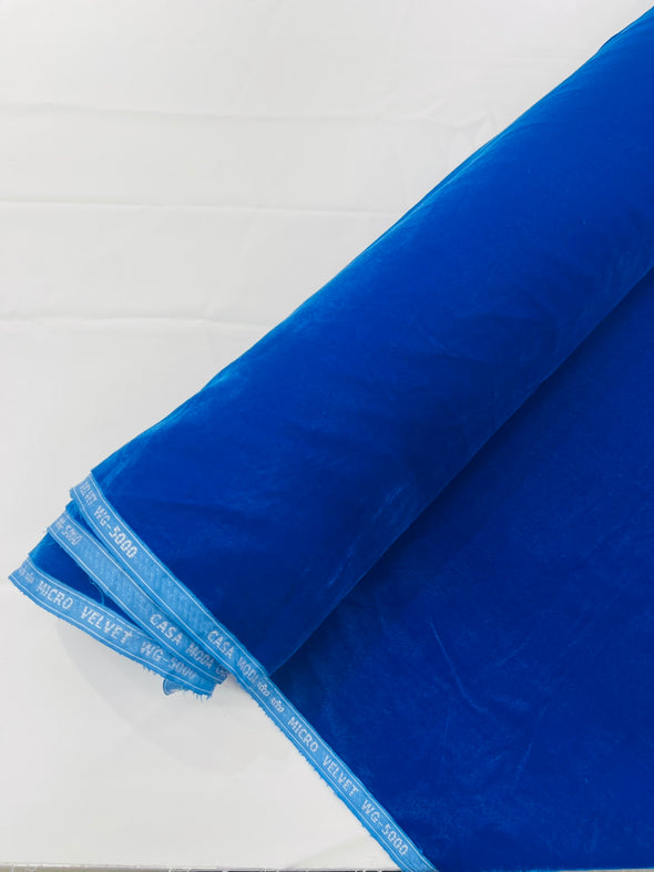 Royal Blue Micro Velvet Fabric/54 Wide /Sold By The Yard.