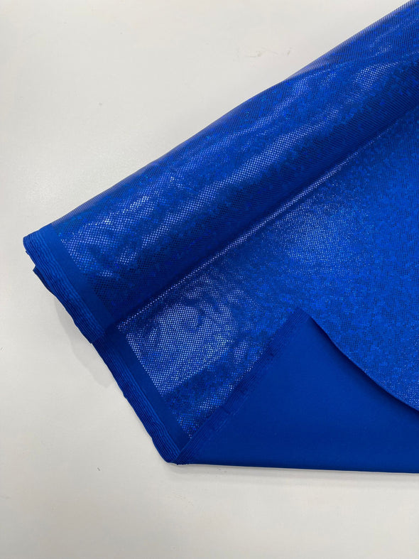 Royal Blue Shattered Glass Foil Hologram/58” Wide/4 Way Stretch Spandex Nylon Tricot. Sold by the yard. 0