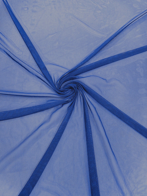 Royal Blue 58/60" Wide Solid Stretch Power Mesh Fabric Spandex/ Sheer See-Though/Sold By The Yard.