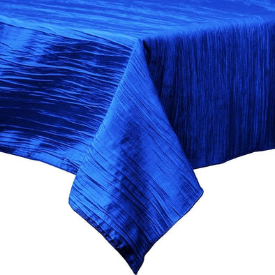 Royal Blue Square Light Weight Accordion Design Crushed Taffeta Seamless Table Overlay.