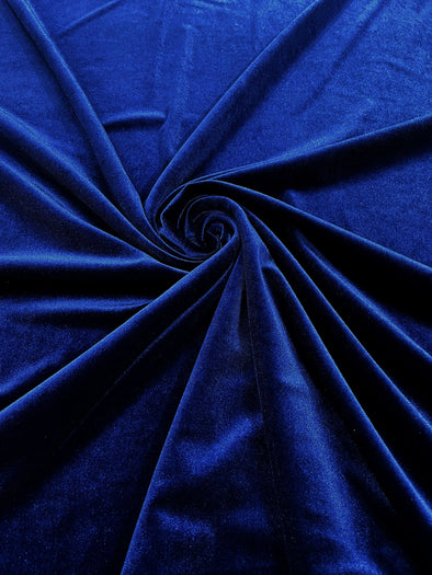 Royal Blue 60" Wide 90% Polyester 10 percent Spandex Stretch Velvet Fabric for Sewing Apparel Costumes Craft, Sold By The Yard.