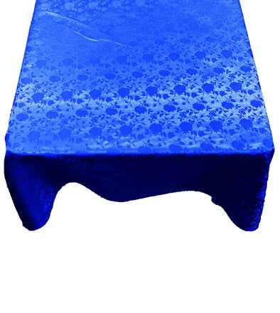 Royal Blue Square Tablecloth Roses Jacquard Satin Overlay for Small Coffee Table Seamless