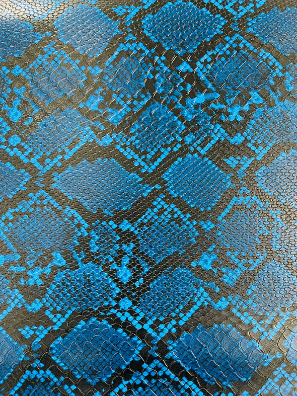 Royal Blue 54" Wide Snake Fake Leather Upholstery, 3D Viper Snake Skin Texture Faux Leather PVC Vinyl Fabric by The Yard.