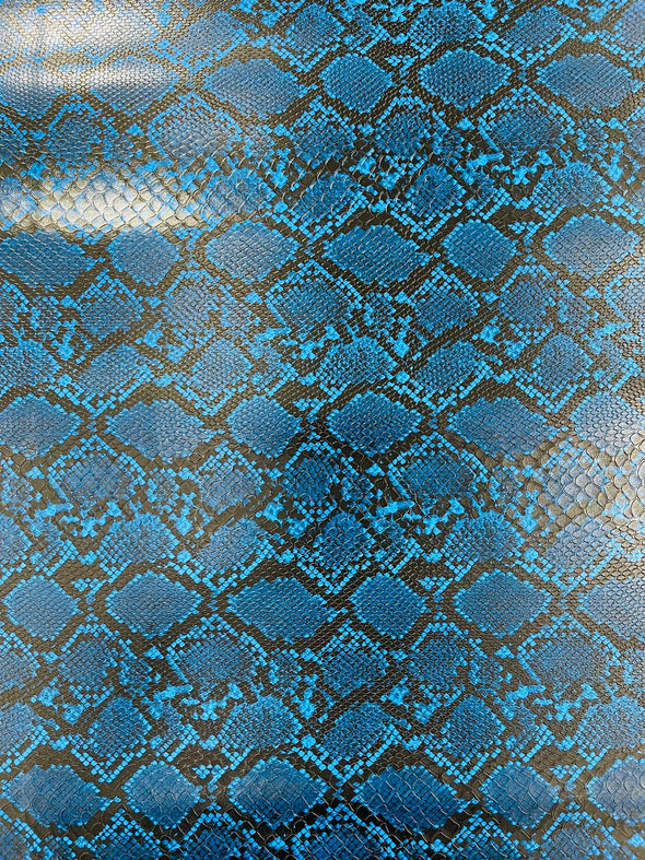 Royal Blue 54" Wide Snake Fake Leather Upholstery, 3D Viper Snake Skin Texture Faux Leather PVC Vinyl Fabric by The Yard.