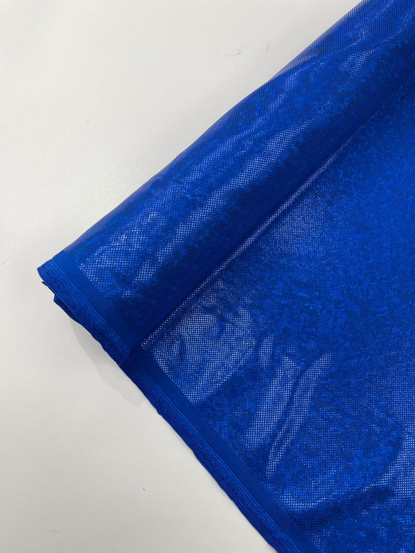 Royal Blue Shattered Glass Foil Hologram/58” Wide/4 Way Stretch Spandex Nylon Tricot. Sold by the yard. 0