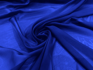 Royal Blue Polyester 58/60" Wide Soft Light Weight, Sheer, See Through Chiffon Fabric Sold By The Yard.