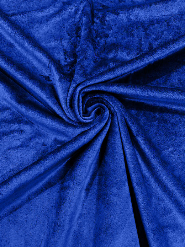 Roayl Blue Minky Solid Silky Plush Faux Fur Fabric - Sold by the yard
