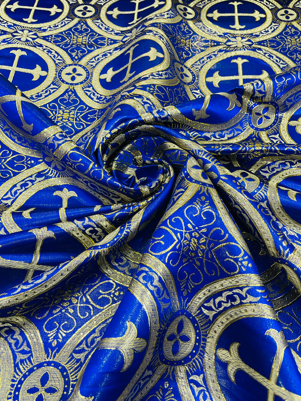 Cross Brocade Jacquard Satin/Religious Brocade/58" Wide/Liturgical Fabric/Church/Vestment-By The Yard