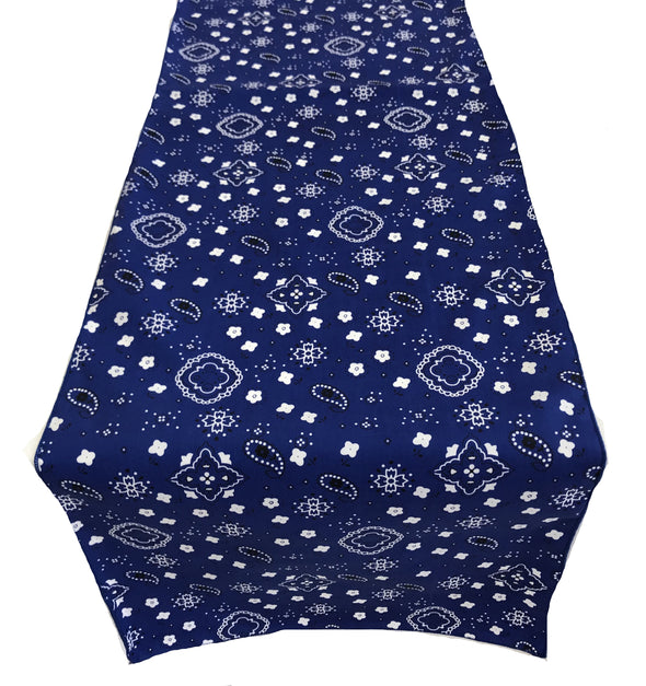 12" Wide x 108" Long, Bandanna Print Poly Cotton Table Runner.