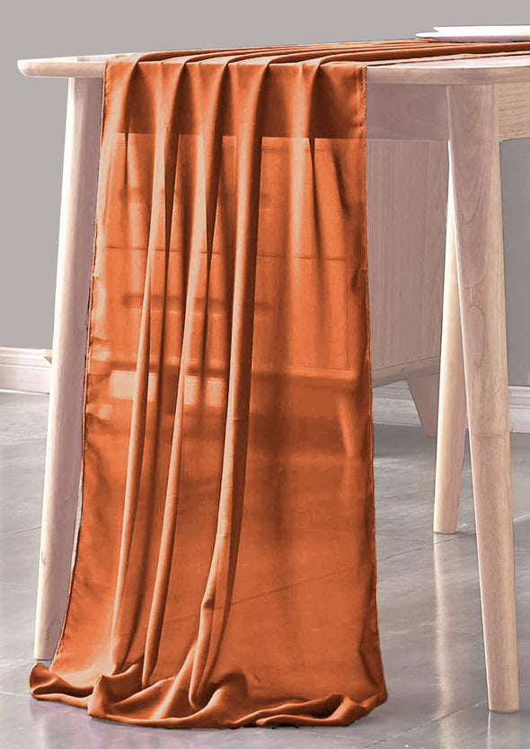 Rust Orange Sheer Table Runner for Wedding, Decorations for Birthday Parties, Banquets, Engagements.