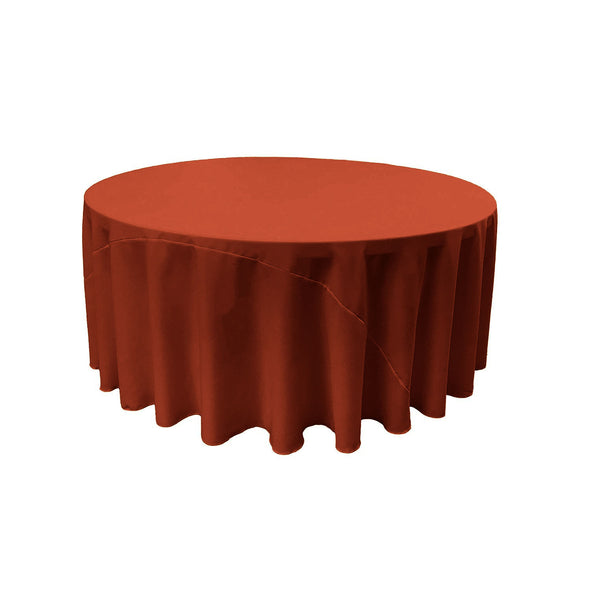 Rust Solid Round Polyester Poplin Tablecloth With Seamless