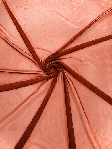 Rust 58/60" Wide Solid Stretch Power Mesh Fabric Spandex/ Sheer See-Though/Sold By The Yard.