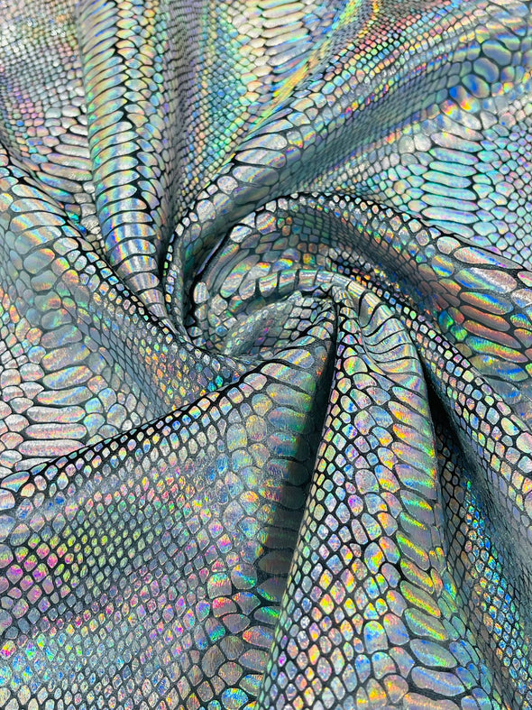 Illusion foil Snake design on a stretch velvet fabric- Sold by the yard