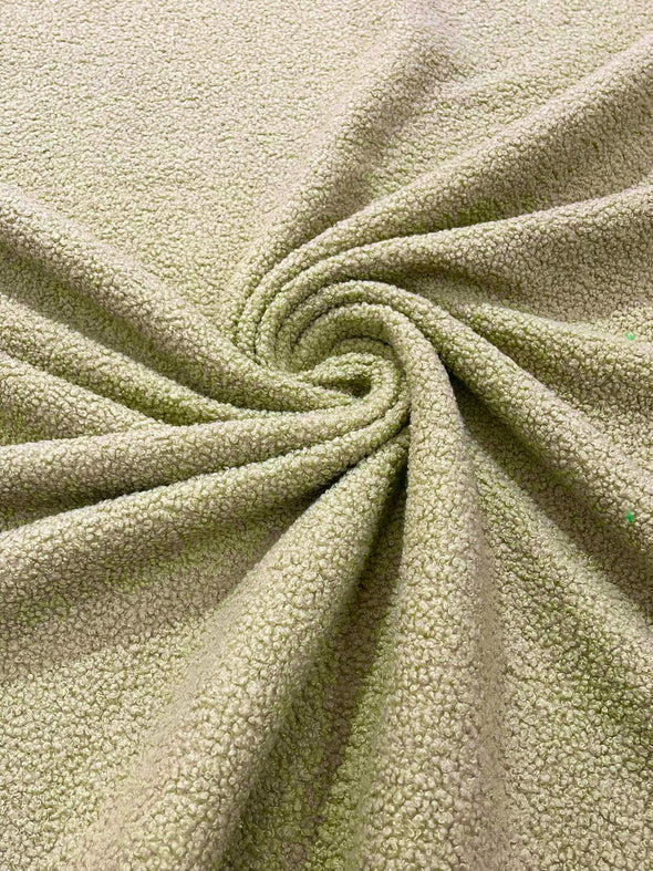 Sage Green Polyester Mechanical Stretch Soft Faux Sherpa Fleece Fabric/by The Yard.