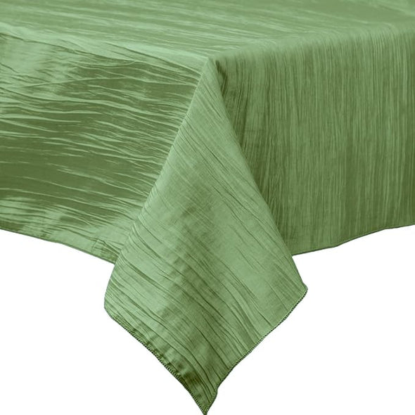 Sage Green Square Light Weight Accordion Design Crushed Taffeta Seamless Table Overlay.