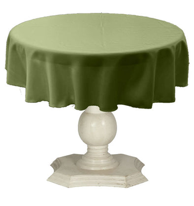 Sage Green Round Tablecloth Solid Dull Bridal Satin Overlay for Small Coffee Table Seamless