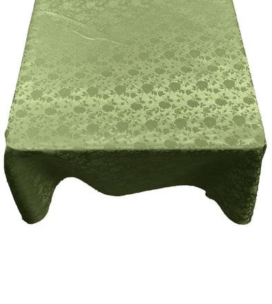 Sage Green Square Tablecloth Roses Jacquard Satin Overlay for Small Coffee Table Seamless
