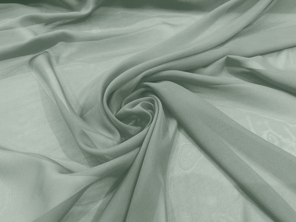 Sage Polyester 58/60" Wide Soft Light Weight, Sheer, See Through Chiffon Fabric Sold By The Yard.