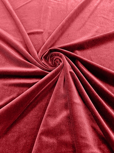 Salmon Coral 60" Wide 90% Polyester 10 percent Spandex Stretch Velvet Fabric for Sewing Apparel Costumes Craft, Sold By The Yard.