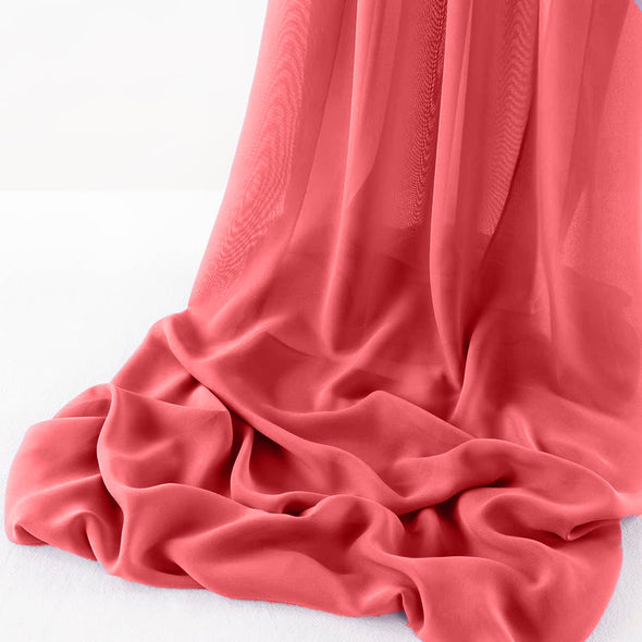 Salmon Wool Dobby Chiffon Sheer Table Runner for Wedding, Decorations for Birthday Parties, Banquets, Engagements.