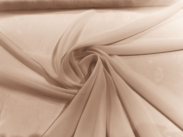 Sand Polyester 58/60" Wide Soft Light Weight, Sheer, See Through Chiffon Fabric Sold By The Yard.