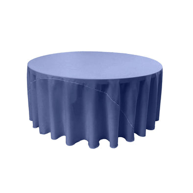 Sea Blue Solid Round Polyester Poplin Tablecloth With Seamless