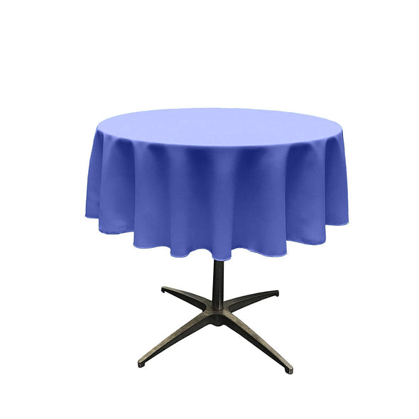Sea Blue Solid Round Polyester Poplin Tablecloth Seamless