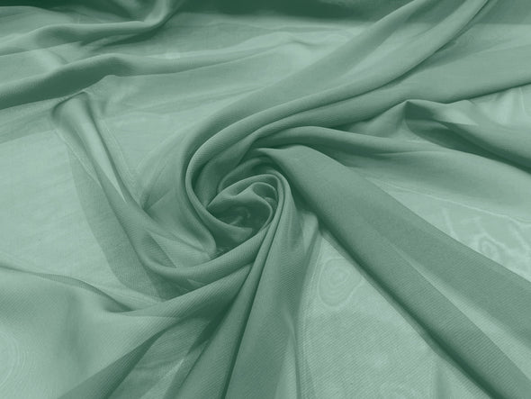 Sea Foam Polyester 58/60" Wide Soft Light Weight, Sheer, See Through Chiffon Fabric Sold By The Yard.