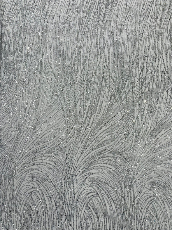 Fashion Glitter Design On A Mesh Lace Fabric/Prom.