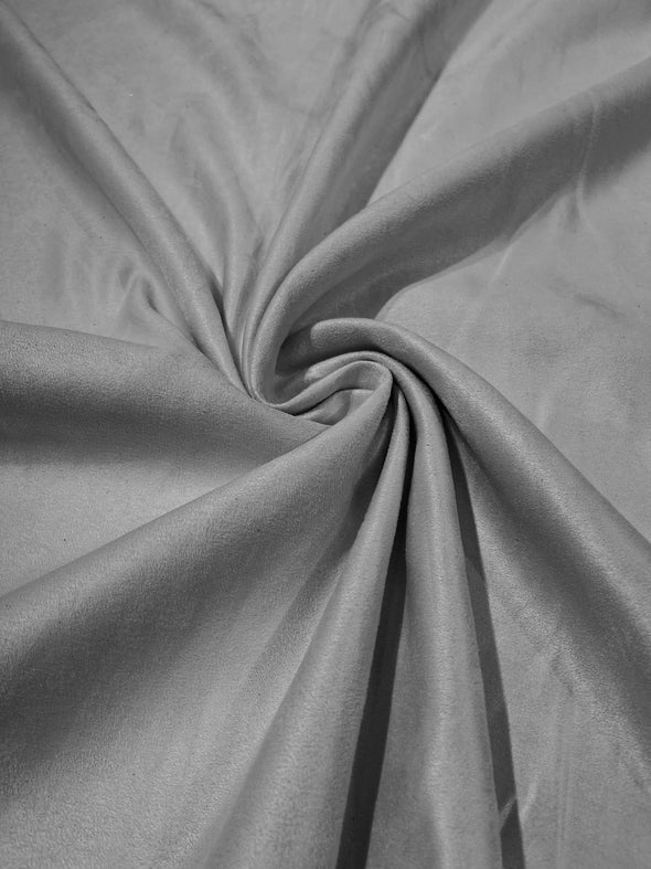 Silver Faux Suede Polyester Fabric | Microsuede | 58" Wide | Upholstery Weight, Tablecloth, Bags, Pouches, Cosplay, Costume