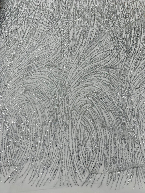 Fashion Glitter Design On A Mesh Lace Fabric/Prom.