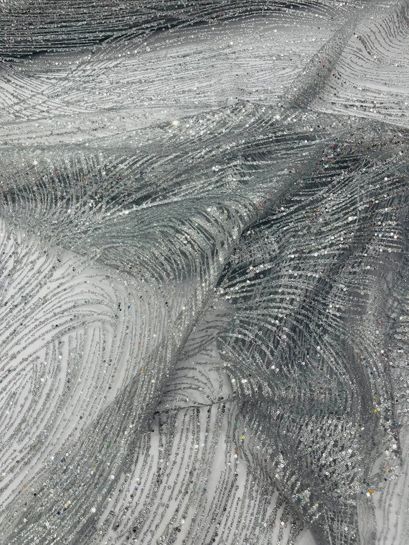 Fashion Glitter Design On A Mesh Lace Fabric/Prom.