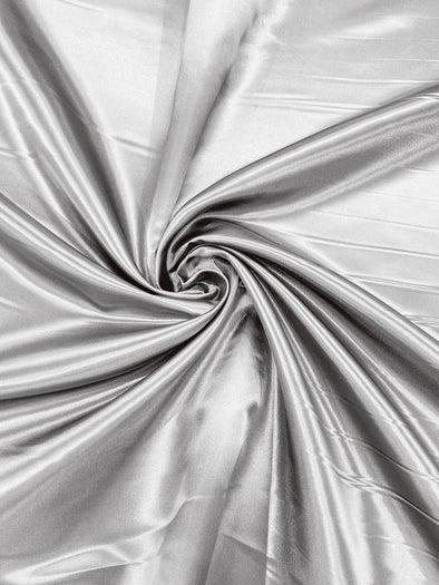 Silver Heavy Shiny Bridal Satin Fabric for Wedding Dress, 60" inches wide sold by The Yard. Modern Color