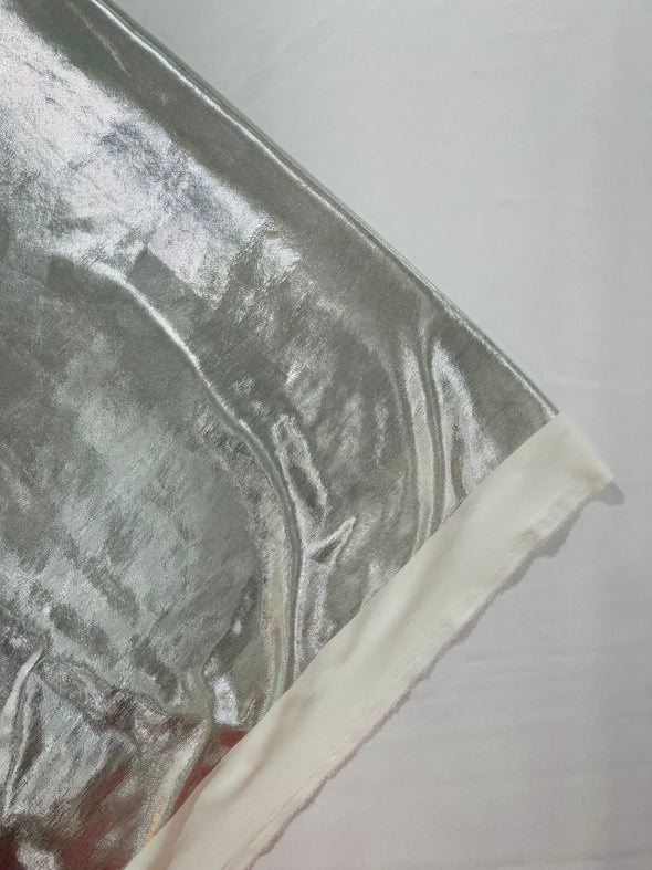 Silver Metallic Lame Foil/ Polyester Fabric/Stretch Fabric/Light Weight/ 58 Inches Wide