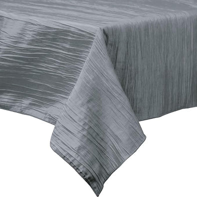 Silver Square Light Weight Accordion Design Crushed Taffeta Seamless Table Overlay.