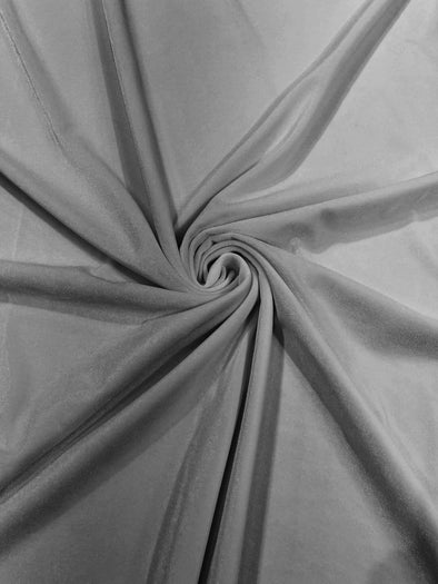 Silver 60" Wide 90% Polyester 10 percent Spandex Stretch Velvet Fabric for Sewing Apparel Costumes Craft, Sold By The Yard.