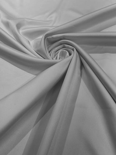 Silver Matte Stretch Lamour Satin Fabric 58" Wide/Sold By The Yard. New Colors