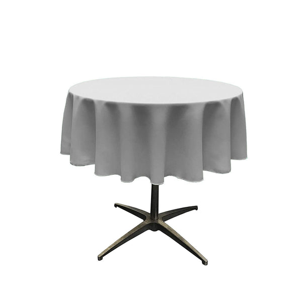 Silver Solid Round Polyester Poplin Tablecloth Seamless