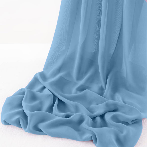 Sky Blue Pack of 5 10ft Wool Dobby Chiffon Table Runner 29x120 Inches Runner for Wedding, Decorations for Birthday Parties, Banquets, Engagements, Sheer