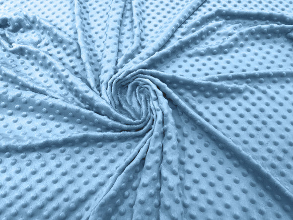 Sky Blue 58" Wide 100% Polyester Minky Dimple Dot Comfy Cuddle Fabric Sold by The Yard.