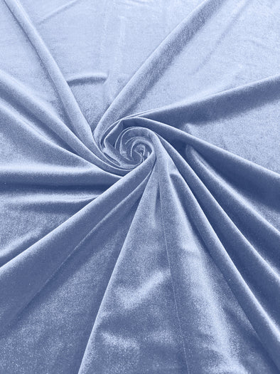Sky Blue 60" Wide 90% Polyester 10 percent Spandex Stretch Velvet Fabric for Sewing Apparel Costumes Craft, Sold By The Yard.