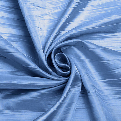 Sky Blue Crushed Taffeta Fabric - 54" Width - Creased Clothing Decorations Crafts - Sold By The Yard