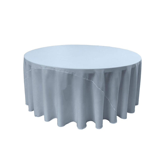 Sky Blue Solid Round Polyester Poplin Tablecloth With Seamless