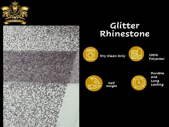 Glitter Rhinestones on Mesh Fabric, | Glimmer | Sparkle Fabric (by The Yard).