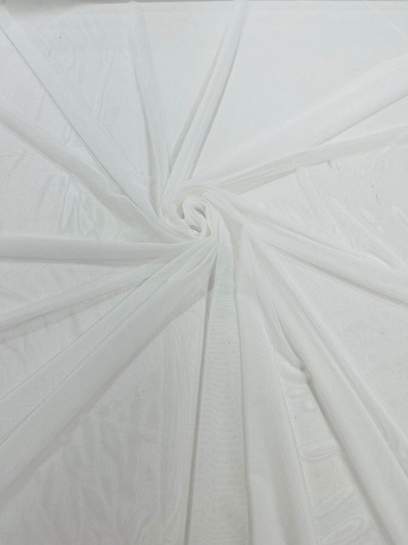Snow White 58/60" Wide Solid Stretch Power Mesh Fabric Spandex/ Sheer See-Though/Sold By The Yard.