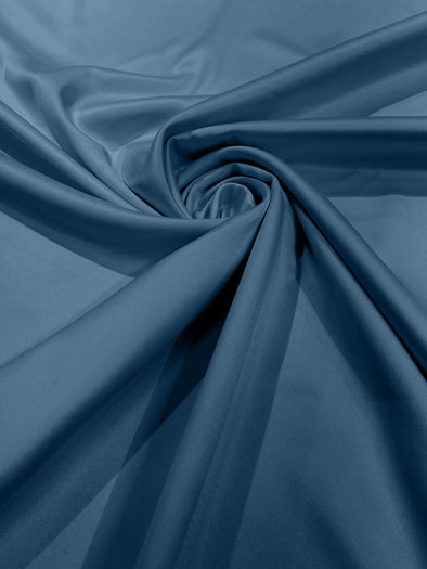 Steel Blue Matte Stretch Lamour Satin Fabric 58" Wide/Sold By The Yard. New Colors