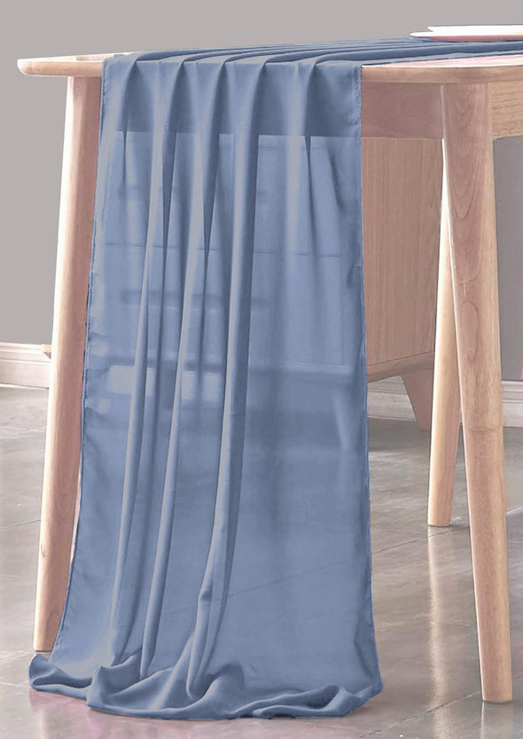 Steel Blue Sheer Table Runner for Wedding, Decorations for Birthday Parties, Banquets, Engagements.