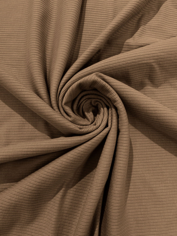 Tan Stretch Rib Knit Fabric Polyester Spandex. By The Yard.