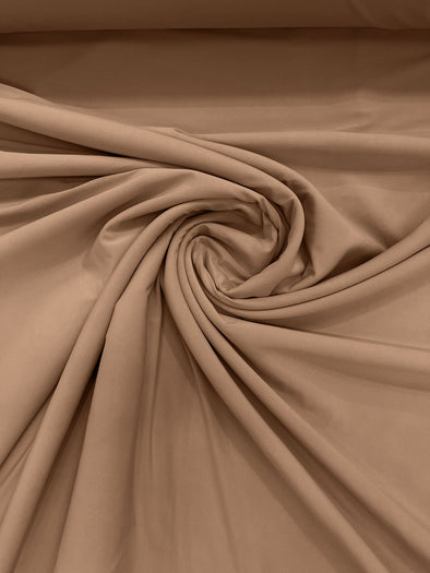 Taupe ITY Fabric Polyester Knit Jersey 2 Way Stretch Spandex Sold By The Yard